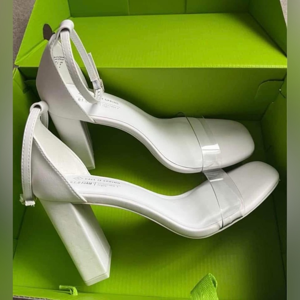 White clear heels size 8.5 never worn
